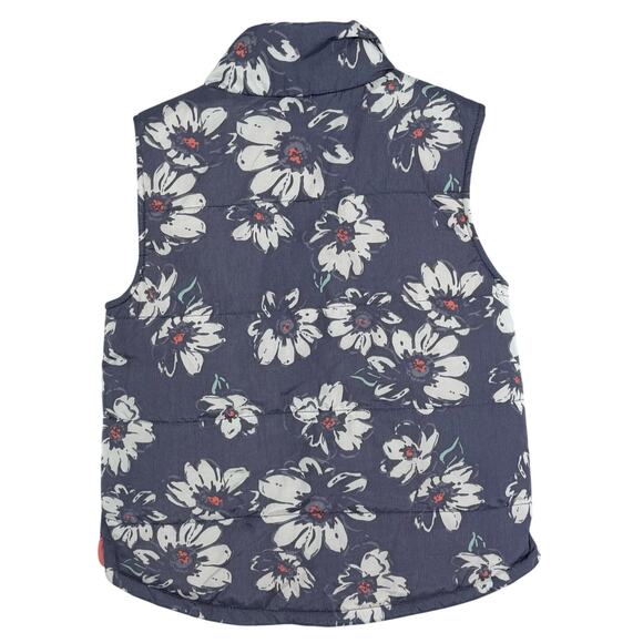 OshKosh B'gosh Blue Coral Floral Puffer Vest Girls Size 6/6X Lightweight Layer - Picture 2 of 5